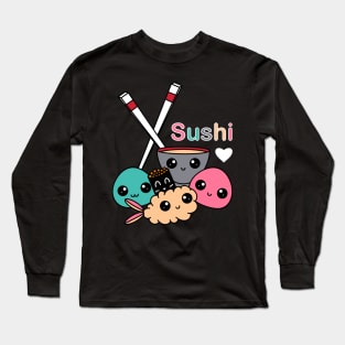 Cute Sushi Pattern Long Sleeve T-Shirt